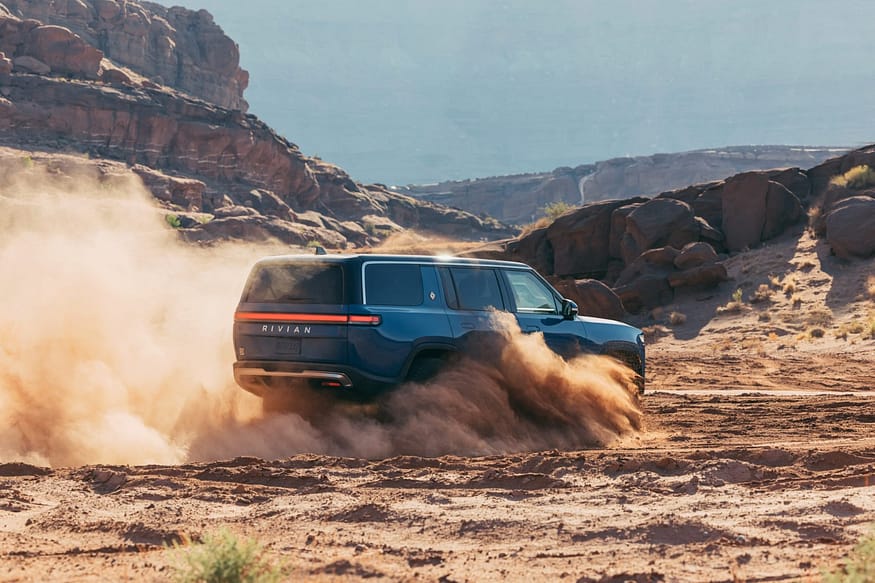 An Off-roading Rivian R1S